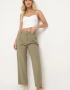 bisou's project Pantaloni de costum Verzi Largi din Bumbac Alefia
