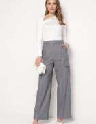 bisou's project Pantaloni eleganți gri închis cu buzunare cargo largi și talie înaltă Akeldia
