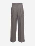 bisou's project Pantaloni eleganți gri închis cu buzunare cargo largi și talie înaltă Akeldia
