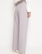 bisou's project Pantaloni Gri de Costum cu Talie Înaltă cu Două Curele cu Cataramă Ankleada