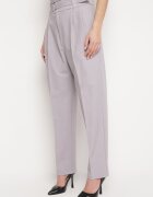 bisou's project Pantaloni Gri de costum cu talie înaltă și două dungi Ameda