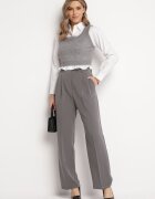 bisou's project Pantaloni Gri închis de costum cu talie înaltă și cu picioare largi Cerda