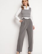 bisou's project Pantaloni Gri închis de costum cu talie înaltă și cu picioare largi Cerda