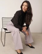 bisou's project Pantaloni largi gri deschis cu cusături Elyssia