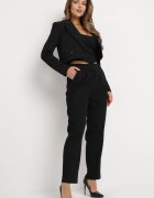 bisou's project Pantaloni Largi Negri De costum cu buzunare Vireal