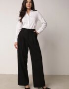 bisou's project Pantaloni Negri Eleganti în Stil de Costum cu Pliuri Illthai