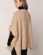 bisou's project Poncho tricotat cu nasturi croială oversize cu mânecă scurtă Fluorie Bej