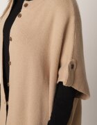 bisou's project Poncho tricotat cu nasturi croială oversize cu mânecă scurtă Fluorie Bej