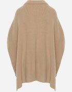 bisou's project Poncho tricotat cu nasturi croială oversize cu mânecă scurtă Fluorie Bej