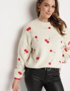 bisou's project Pulover bej deschis cu amestec de lână cu motiv de cireșe Sintovia