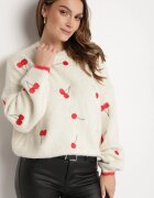 bisou's project Pulover bej deschis cu amestec de lână cu motiv de cireșe Sintovia