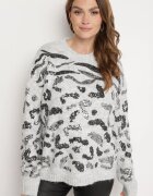 bisou's project Pulover Cenușiu cu Lână Decorat cu Paiete cu Imprimeu Leopard Issadra