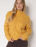 bisou's project Pulover galben cu amestec de lână decorat cu model original Fedwira