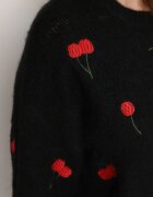 bisou's project Pulover Negru cu Amestec de Lână cu Model de Cireșe Sintovia