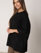 bisou's project Pulover oversize cu adaos de lână și finisaj neprelucrat Oriada Negru