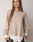 bisou's project Pulover oversize cu vâscoză cu efect stratificat de cămașă Tarnia Bej