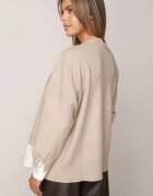 bisou's project Pulover oversize cu vâscoză cu efect stratificat de cămașă Tarnia Bej
