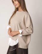 bisou's project Pulover oversize cu vâscoză cu efect stratificat de cămașă Tarnia Bej