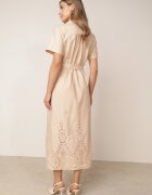 bisou's project Rochie ajurată bej din bumbac încheiată cu nasturi cu cordon din material Dimosa