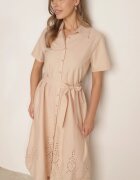 bisou's project Rochie ajurată bej din bumbac încheiată cu nasturi cu cordon din material Dimosa