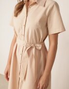 bisou's project Rochie ajurată bej din bumbac încheiată cu nasturi cu cordon din material Dimosa