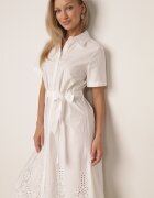 bisou's project Rochie Albă Ajurată din Bumbac cu nasturi cu cordon Dimosa