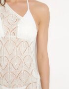 bisou's project Rochie Albă Ajurată pe Un Umăr cu Croială mulată cu Franjuri Elletipa