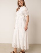 bisou's project Rochie Albă Brodată Maxi cu șnur în talie Erlina