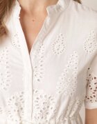 bisou's project Rochie Albă Brodată Maxi cu șnur în talie Erlina