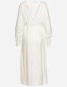 bisou's project Rochie Albă de Bumbac cu Accente din Dantelă cu Elastic în Talie și Curea din Material Jariena