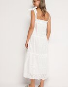 bisou's project Rochie albă din bumbac cu broderie decorativă pe bretele cu fundițe Quonea