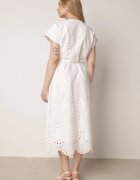bisou's project Rochie Albă din Bumbac Decorată cu Broderie cu Mânecă Scurtă și Curea din Material Dimisha