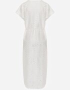 bisou's project Rochie Albă din Bumbac Decorată cu Broderie cu Mânecă Scurtă și Curea din Material Dimisha