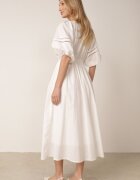 bisou's project Rochie Albă Maxi din bumbac și in cu inserții ajurate și elastic în talie Arada