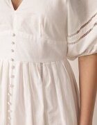 bisou's project Rochie Albă Maxi din bumbac și in cu inserții ajurate și elastic în talie Arada