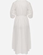 bisou's project Rochie Albă Maxi din bumbac și in cu inserții ajurate și elastic în talie Arada
