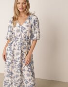 bisou's project Rochie albastră-albă cloș din viscoză cu mâneci bufante Maranea