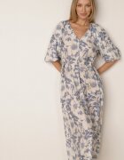 bisou's project Rochie albastră-albă cloș din viscoză cu mâneci bufante Maranea