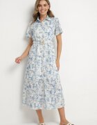 bisou's project Rochie Albastră Deschisă stil cămașă cu curea și broderie Redianna