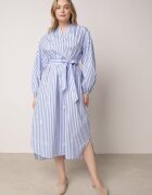 bisou's project Rochie Albastră Tip Cutie din Bumbac Decorată cu Broderie și Curea de Legat Nahssa