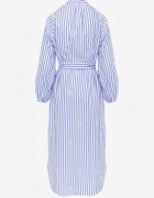 bisou's project Rochie Albastră Tip Cutie din Bumbac Decorată cu Broderie și Curea de Legat Nahssa