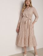 bisou's project Rochie bej ajourată de bumbac cu croi tip cămașă Elowetia