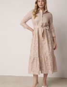 bisou's project Rochie bej ajourată de bumbac cu croi tip cămașă Elowetia