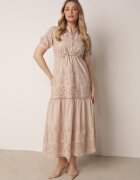 bisou's project Rochie bej brodată maxi cu cordon în talie Erlina