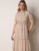 bisou's project Rochie bej brodată maxi cu cordon în talie Erlina