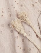 bisou's project Rochie Bej din Bumbac Brodată cu Mânecă Scurtă și Cordon din Material Dimisha