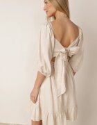 bisou's project Rochie Bej Evazată din Viscoză și In cu Elastic în Talie cu Volan și Căptușeală Vilemia