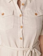bisou's project Rochie Bej închis tip cămașă din viscoză cu in Închisă cu nasturi cu cordon textil Fidilla