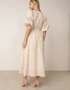 bisou's project Rochie Bej Maxi din Bumbac și In cu Inserții Ajurate și Elastic în Talie Arada