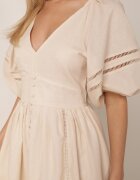 bisou's project Rochie Bej Maxi din Bumbac și In cu Inserții Ajurate și Elastic în Talie Arada